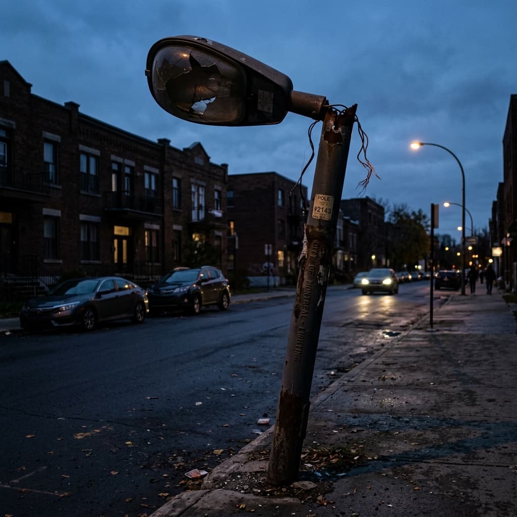 Non-Functional Street Lamp & Unlit Hazard